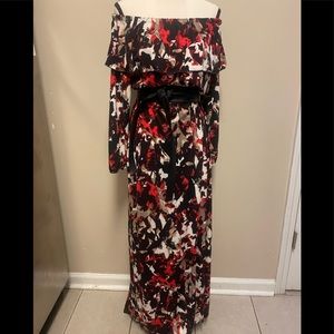 NWT A new kind of SeXy CAMO off shoulder long sleeve maxi.